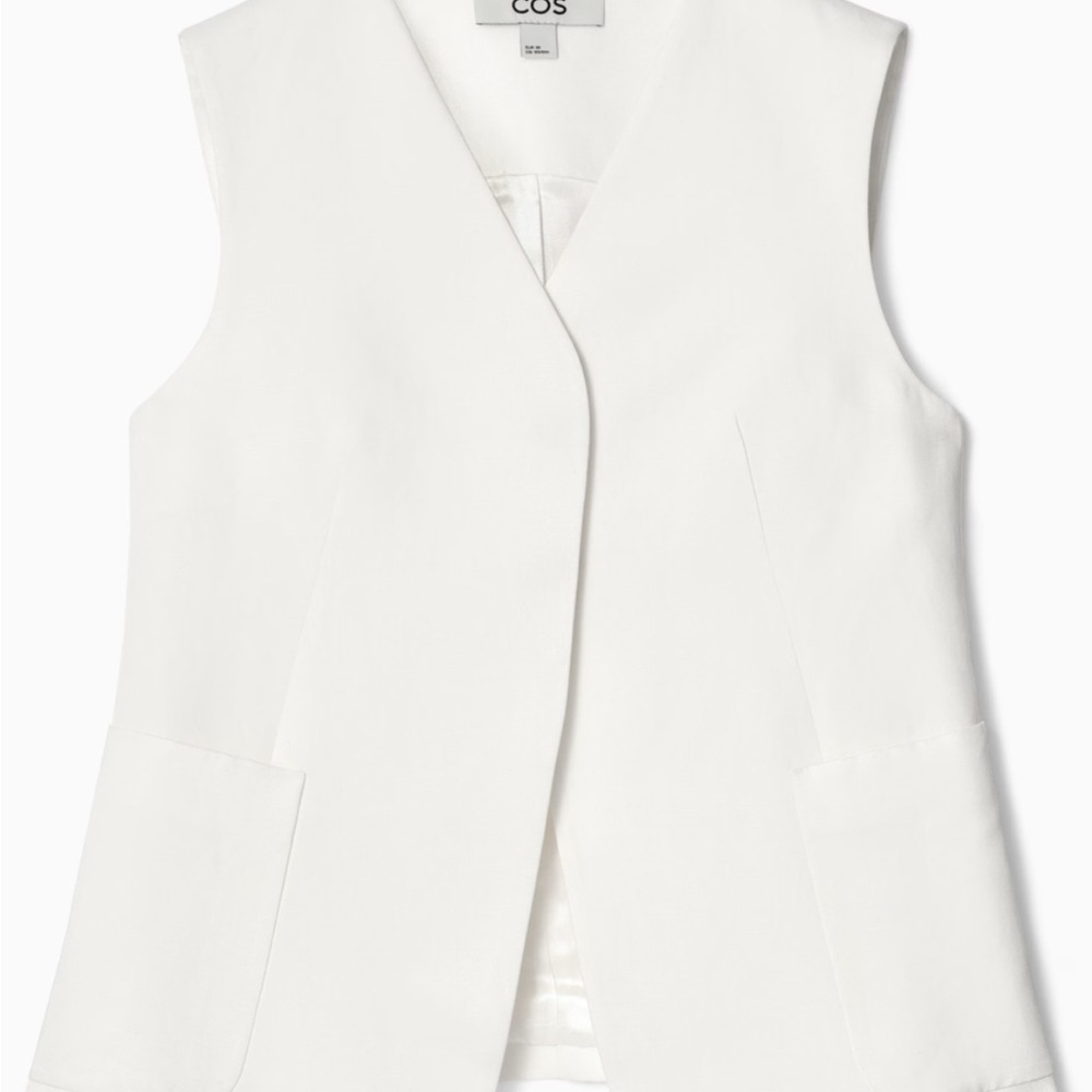 COS WRAP-FRONT LINEN-BLEND WAISTCOAT NWT, Size 2